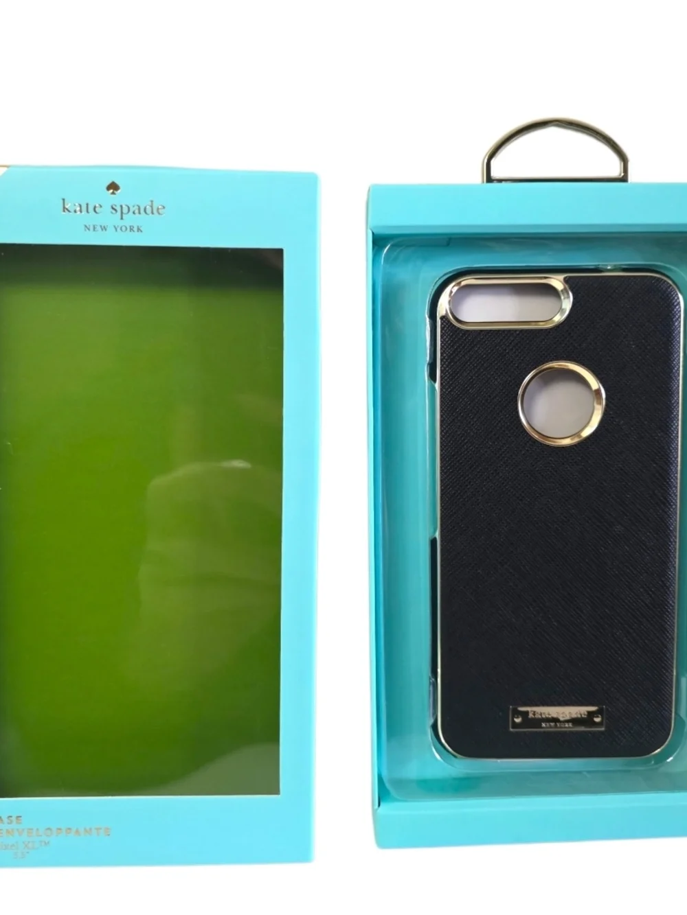 Kate Spade NWT Phone Case Black Saffiano Gold Phone Case in Box- 5.5